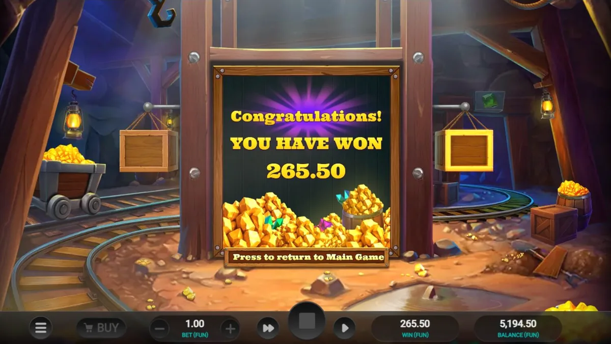 Tampilan visual slot Digger's Dough dengan tema pertambangan emas