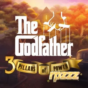 Tampilan antarmuka slot The Godfather: 3 Pillars of Power dengan elemen visual bertema kriminal.